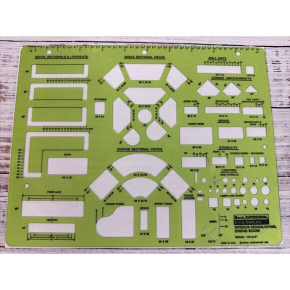 Berol Rapidesign Interior Design Living and Dining Room R-718 Template - Picture 1 of 7